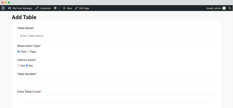 frontend-add Table